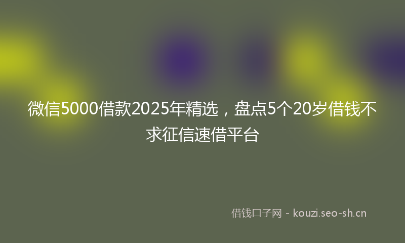 微信5000借款2025年精选，盘点5个20岁借钱不求征信速借平台