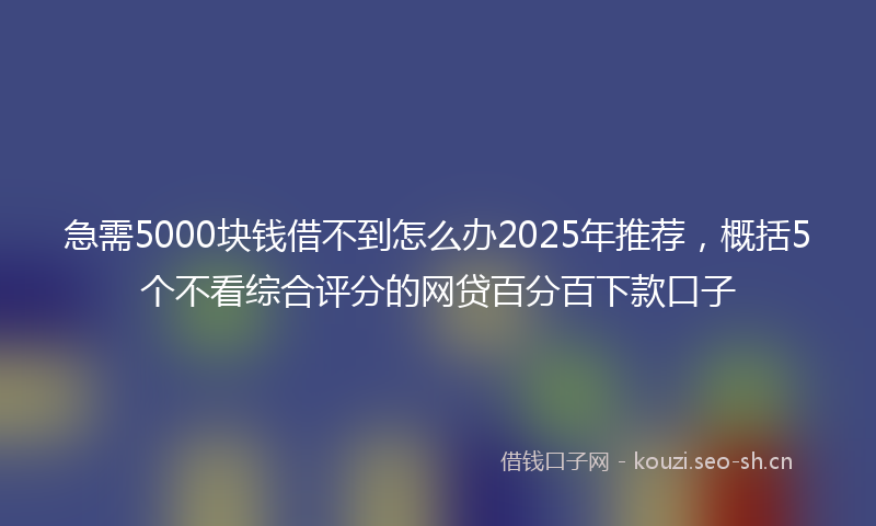 急需5000块钱借不到怎么办2025年推荐，概括5个不看综合评分的网贷百分百下款口子