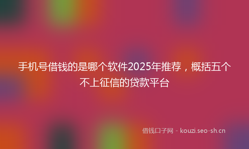 手机号借钱的是哪个软件2025年推荐，概括五个不上征信的贷款平台