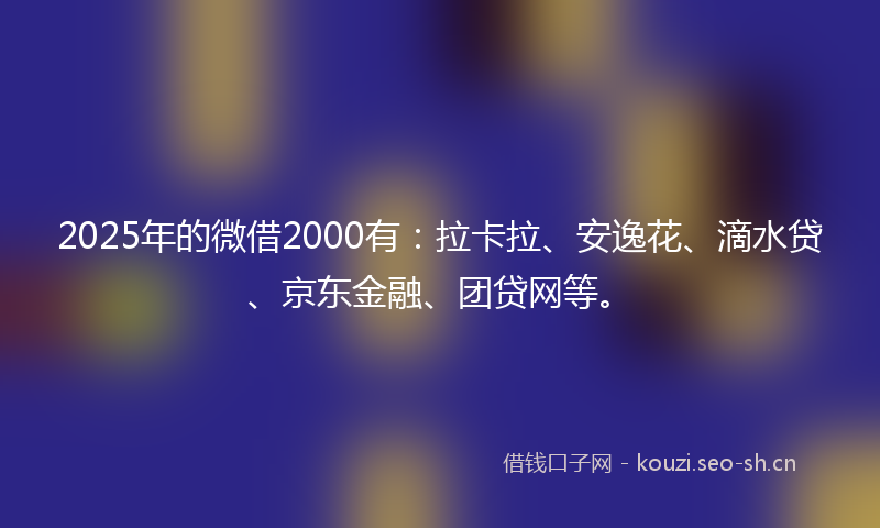 2025年的微借2000有：拉卡拉、安逸花、滴水贷、京东金融、团贷网等。