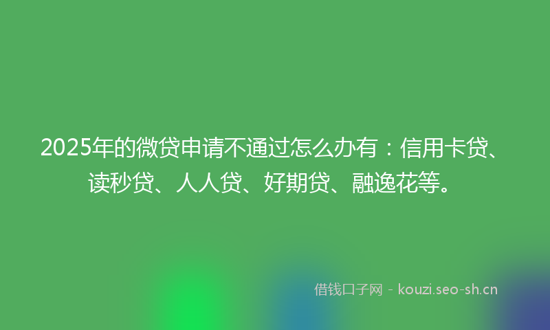 2025年的微贷申请不通过怎么办有：信用卡贷、读秒贷、人人贷、好期贷、融逸花等。