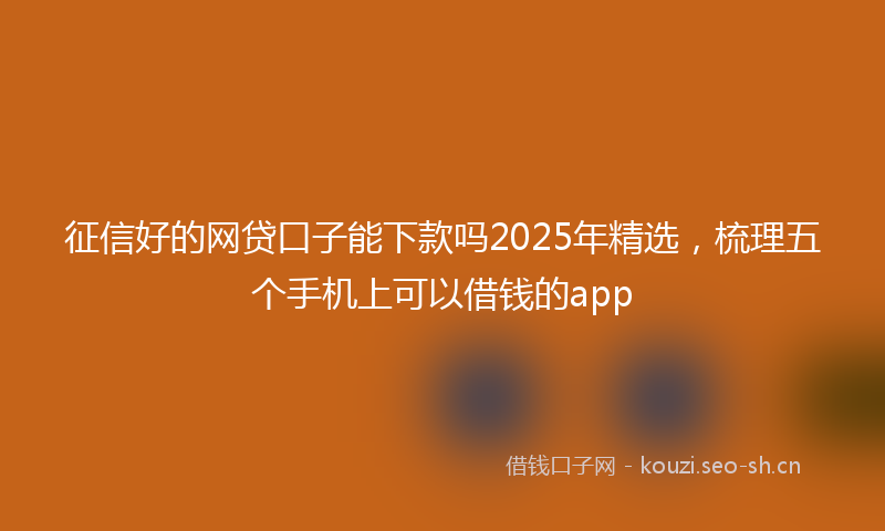 征信好的网贷口子能下款吗2025年精选，梳理五个手机上可以借钱的app