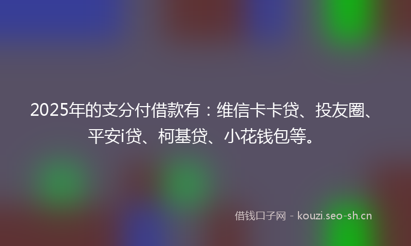 2025年的支分付借款有：维信卡卡贷、投友圈、平安i贷、柯基贷、小花钱包等。