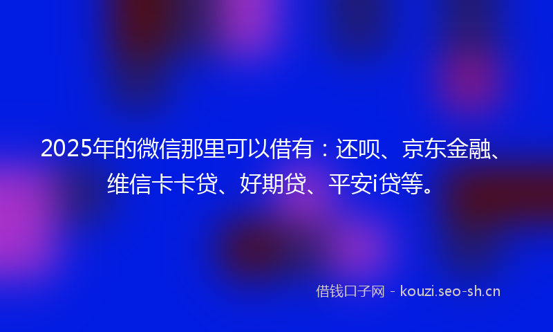 2025年的微信那里可以借有：还呗、京东金融、维信卡卡贷、好期贷、平安i贷等。