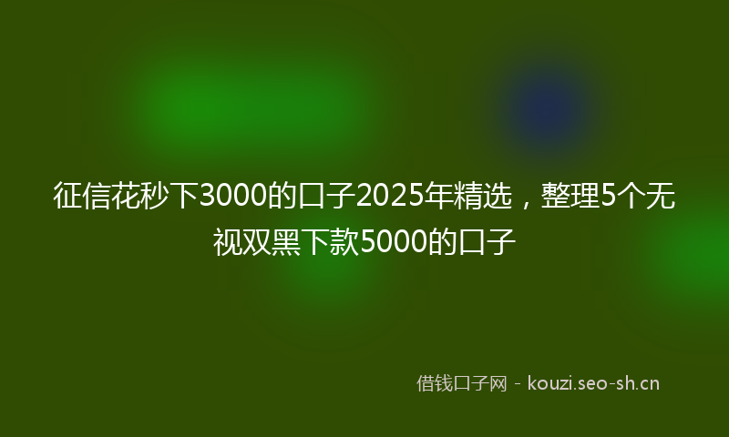 征信花秒下3000的口子2025年精选，整理5个无视双黑下款5000的口子