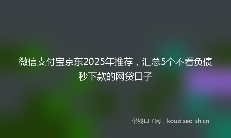 微信支付宝京东2025年推荐，汇总5个不看负债秒下款的网贷口子