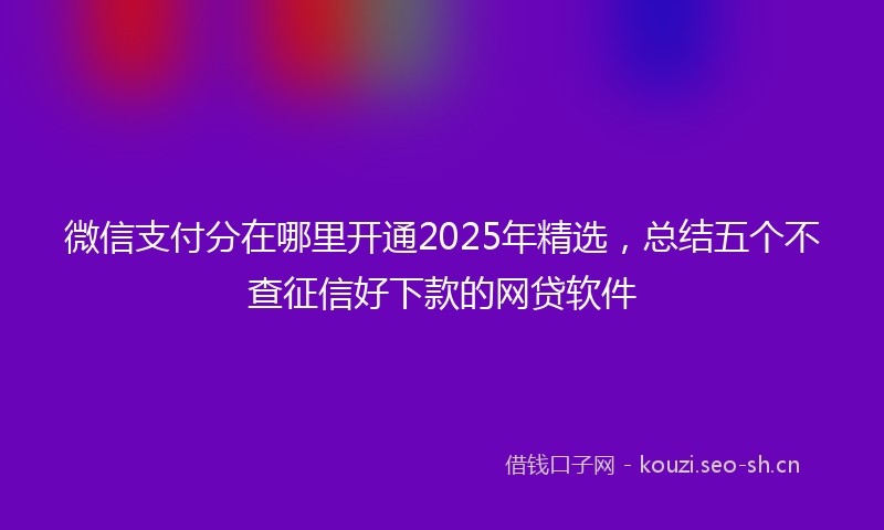 微信支付分在哪里开通2025年精选，总结五个不查征信好下款的网贷软件