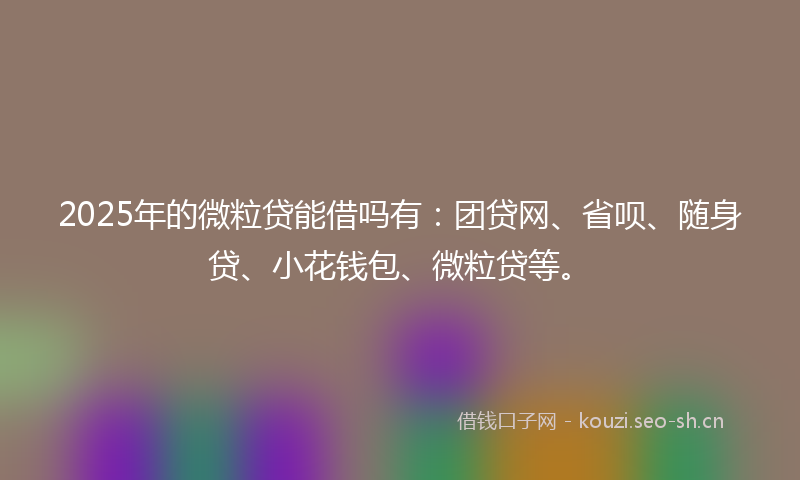 2025年的微粒贷能借吗有：团贷网、省呗、随身贷、小花钱包、微粒贷等。