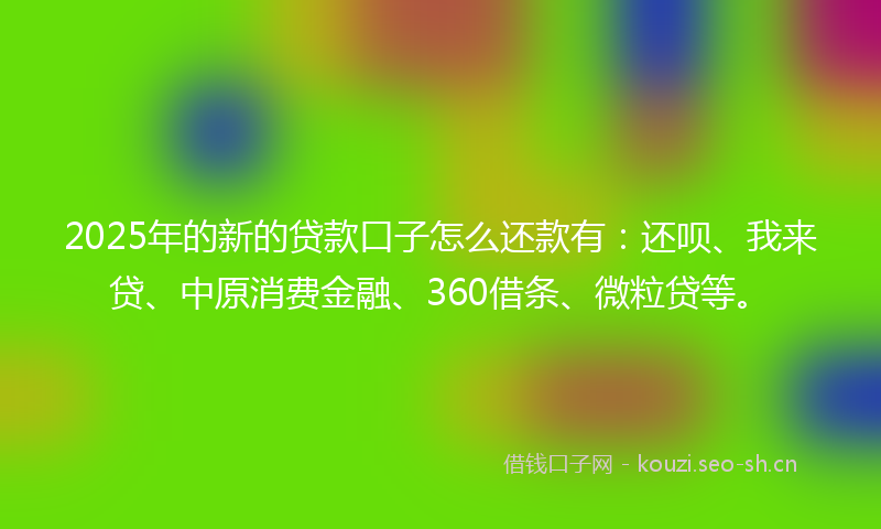 2025年的新的贷款口子怎么还款有：还呗、我来贷、中原消费金融、360借条、微粒贷等。