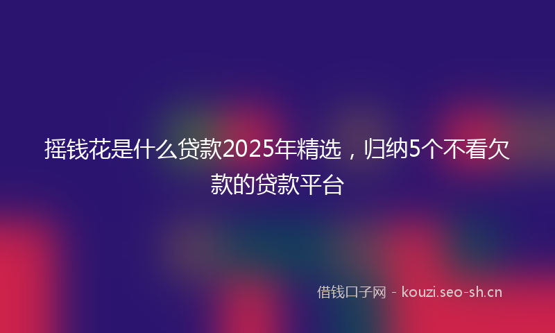 摇钱花是什么贷款2025年精选，归纳5个不看欠款的贷款平台