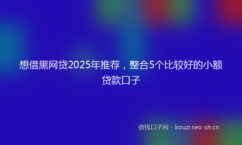 想借黑网贷2025年推荐，整合5个比较好的小额贷款口子
