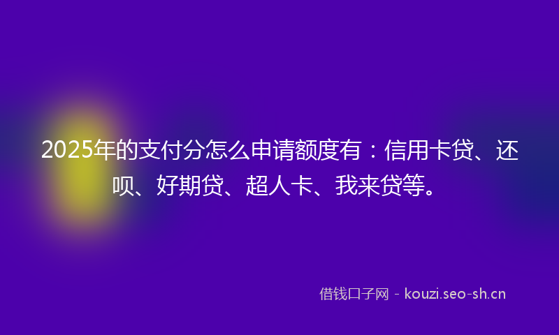 2025年的支付分怎么申请额度有：信用卡贷、还呗、好期贷、超人卡、我来贷等。