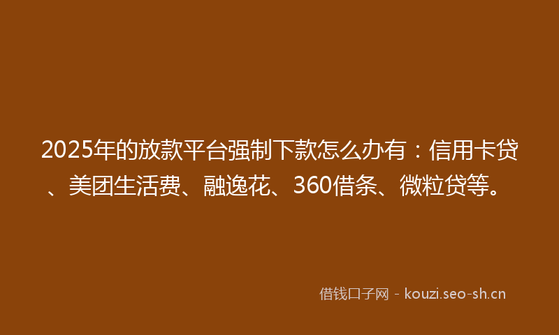 2025年的放款平台强制下款怎么办有：信用卡贷、美团生活费、融逸花、360借条、微粒贷等。
