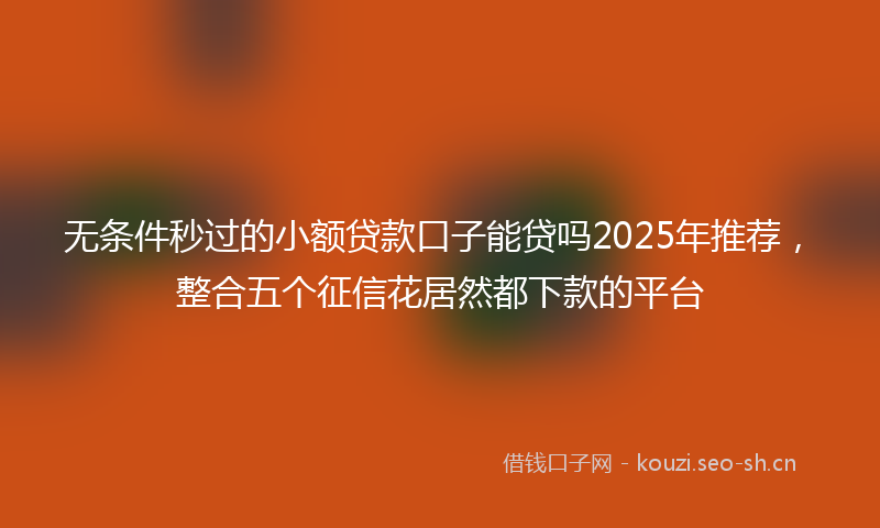 无条件秒过的小额贷款口子能贷吗2025年推荐，整合五个征信花居然都下款的平台