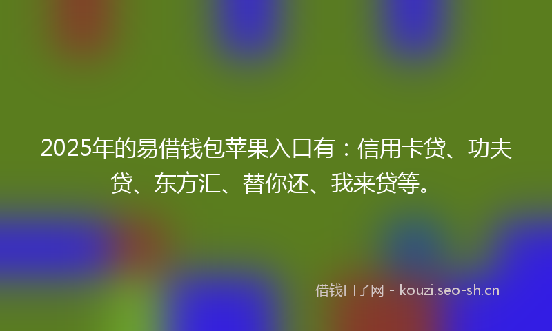 2025年的易借钱包苹果入口有：信用卡贷、功夫贷、东方汇、替你还、我来贷等。