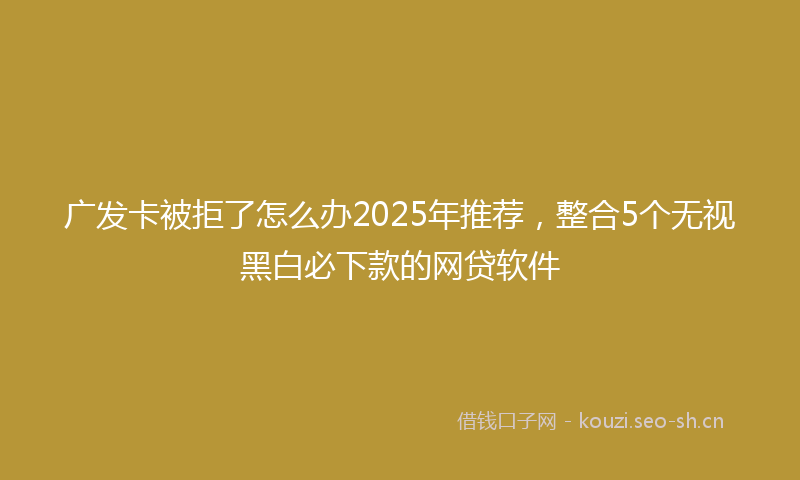 广发卡被拒了怎么办2025年推荐，整合5个无视黑白必下款的网贷软件