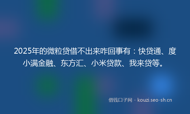 2025年的微粒贷借不出来咋回事有：快贷通、度小满金融、东方汇、小米贷款、我来贷等。