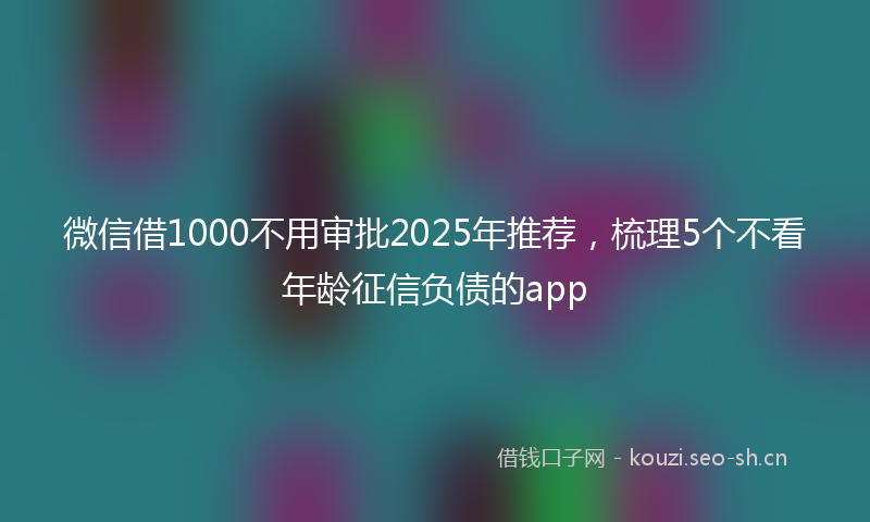 微信借1000不用审批2025年推荐,梳理5个不看年龄征信负债的app