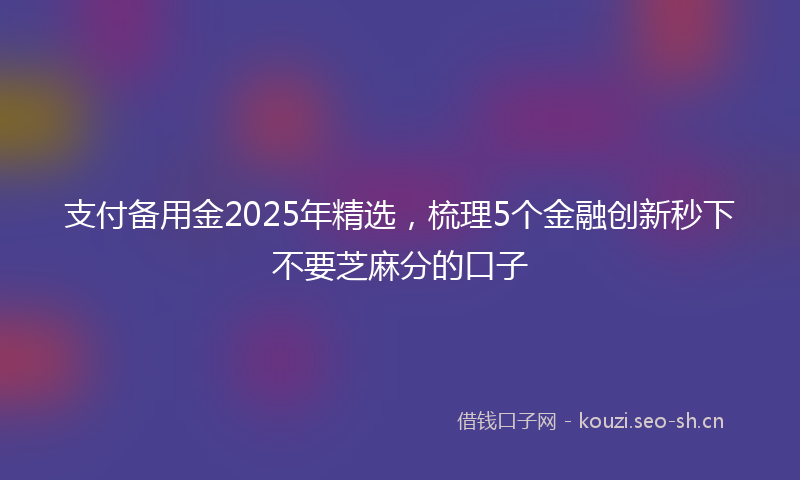 支付备用金2025年精选，梳理5个金融创新秒下不要芝麻分的口子