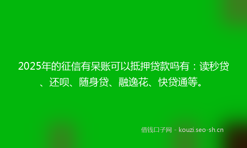 2025年的征信有呆账可以抵押贷款吗有：读秒贷、还呗、随身贷、融逸花、快贷通等。