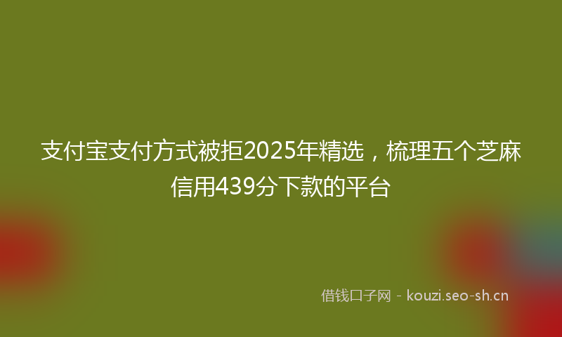 支付宝支付方式被拒2025年精选，梳理五个芝麻信用439分下款的平台