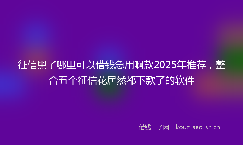 征信黑了哪里可以借钱急用啊款2025年推荐，整合五个征信花居然都下款了的软件