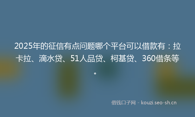 2025年的征信有点问题哪个平台可以借款有：拉卡拉、滴水贷、51人品贷、柯基贷、360借条等。