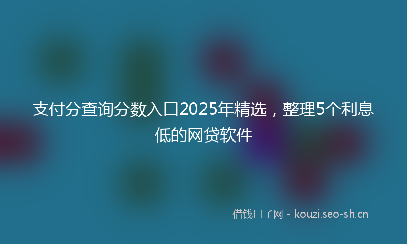 支付分查询分数入口2025年精选，整理5个利息低的网贷软件