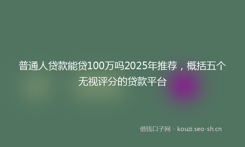 普通人贷款能贷100万吗2025年推荐，概括五个无视评分的贷款平台