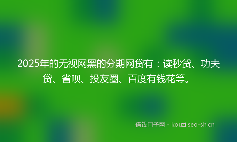 2025年的无视网黑的分期网贷有：读秒贷、功夫贷、省呗、投友圈、百度有钱花等。
