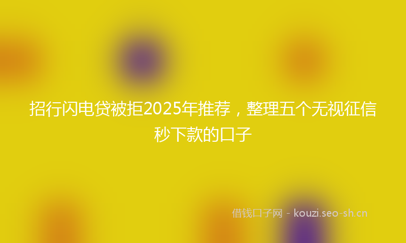 招行闪电贷被拒2025年推荐，整理五个无视征信秒下款的口子