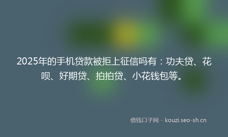 2025年的手机贷款被拒上征信吗有：功夫贷、花呗、好期贷、拍拍贷、小花钱包等。