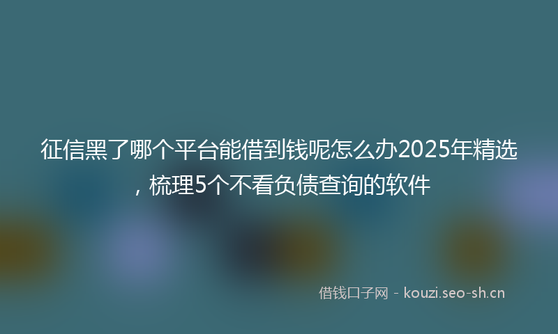 征信黑了哪个平台能借到钱呢怎么办2025年精选，梳理5个不看负债查询的软件