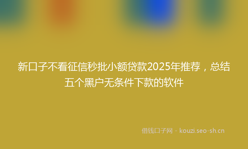 新口子不看征信秒批小额贷款2025年推荐，总结五个黑户无条件下款的软件