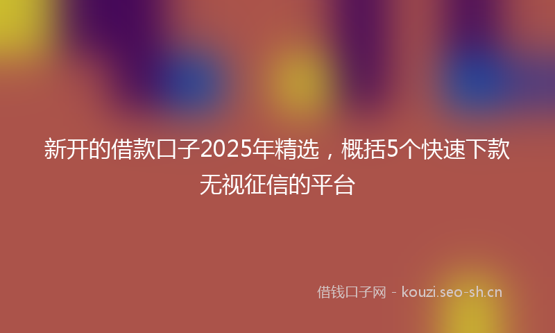 新开的借款口子2025年精选，概括5个快速下款无视征信的平台