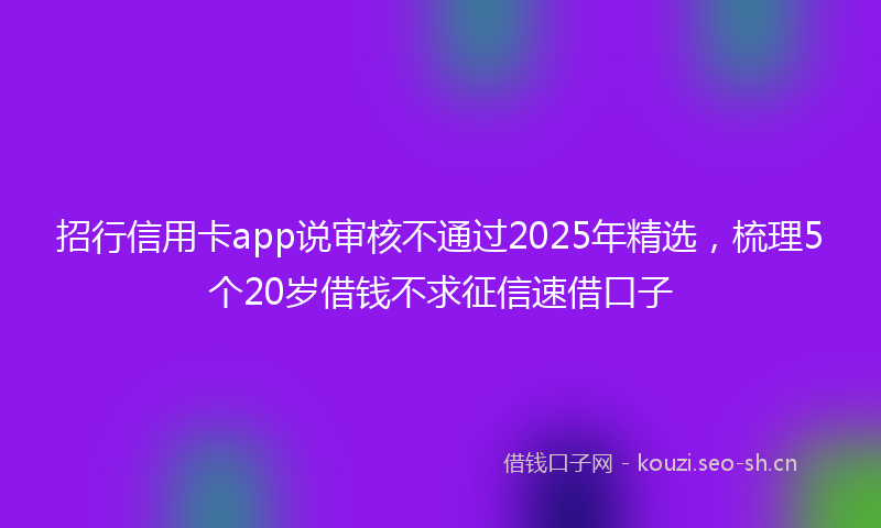 招行信用卡app说审核不通过2025年精选，梳理5个20岁借钱不求征信速借口子