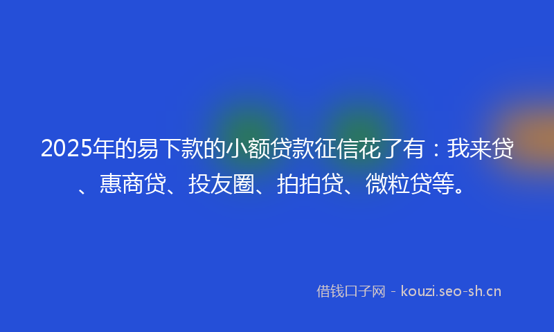 2025年的易下款的小额贷款征信花了有：我来贷、惠商贷、投友圈、拍拍贷、微粒贷等。