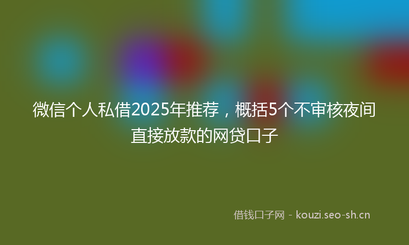 微信个人私借2025年推荐，概括5个不审核夜间直接放款的网贷口子