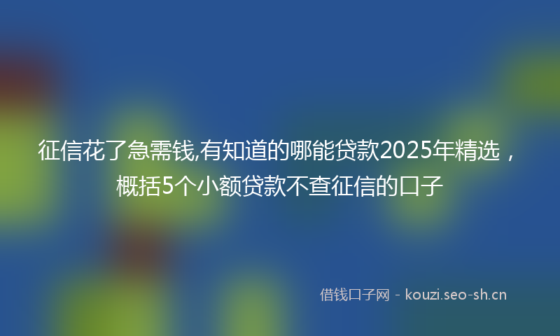 征信花了急需钱,有知道的哪能贷款2025年精选，概括5个小额贷款不查征信的口子