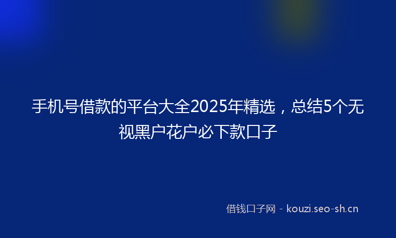 手机号借款的平台大全2025年精选，总结5个无视黑户花户必下款口子