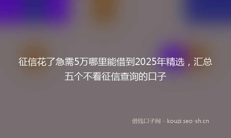 征信花了急需5万哪里能借到2025年精选，汇总五个不看征信查询的口子