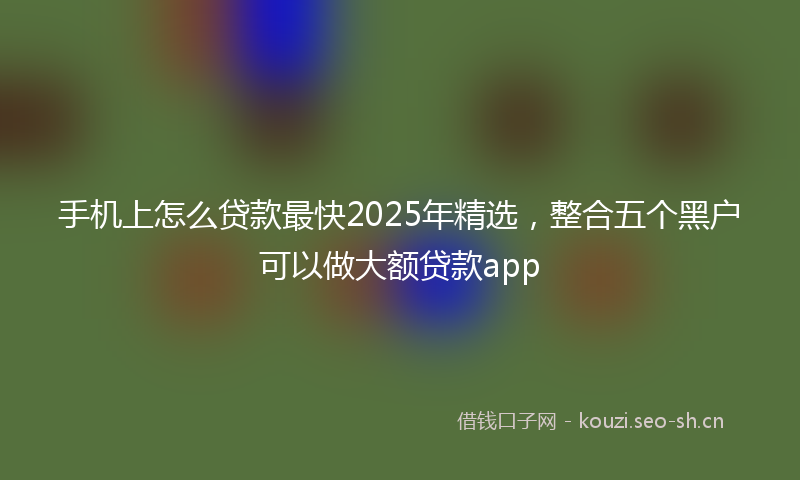 手机上怎么贷款最快2025年精选，整合五个黑户可以做大额贷款app