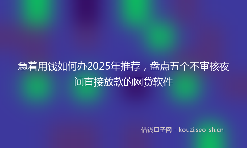 急着用钱如何办2025年推荐，盘点五个不审核夜间直接放款的网贷软件