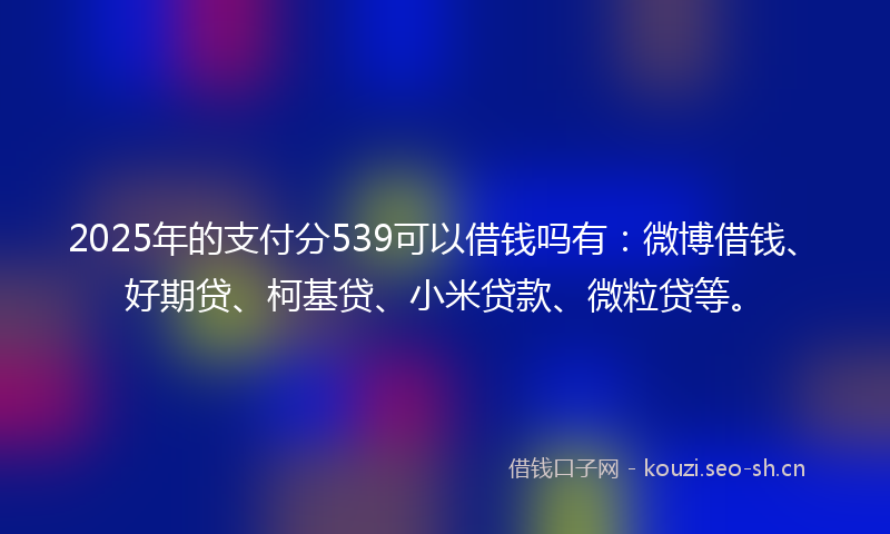 2025年的支付分539可以借钱吗有：微博借钱、好期贷、柯基贷、小米贷款、微粒贷等。