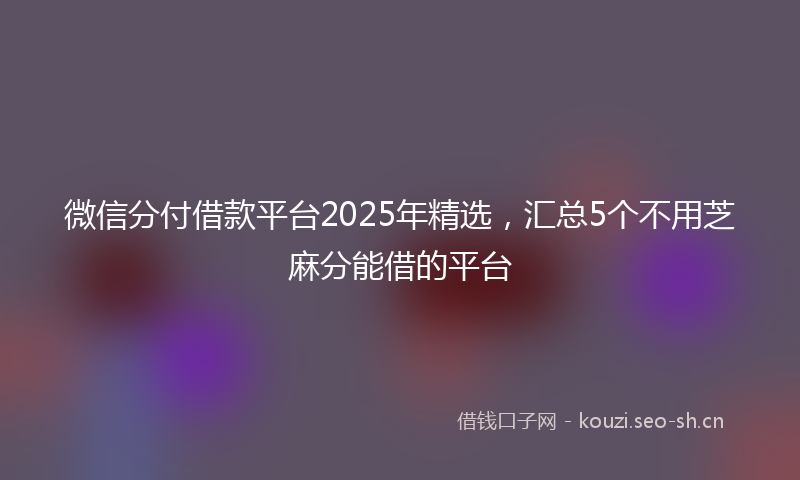 微信分付借款平台2025年精选，汇总5个不用芝麻分能借的平台