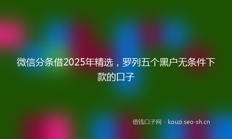 微信分条借2025年精选，罗列五个黑户无条件下款的口子