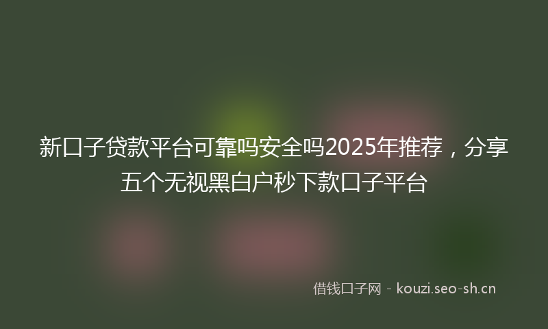 新口子贷款平台可靠吗安全吗2025年推荐，分享五个无视黑白户秒下款口子平台