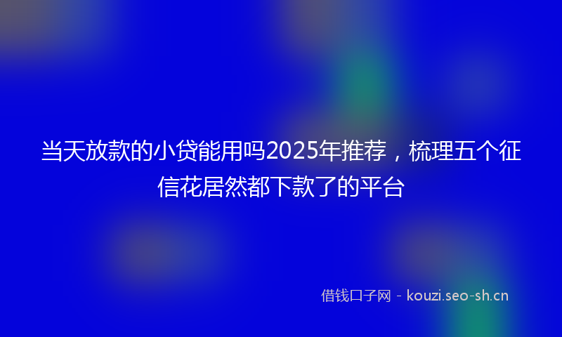 当天放款的小贷能用吗2025年推荐，梳理五个征信花居然都下款了的平台