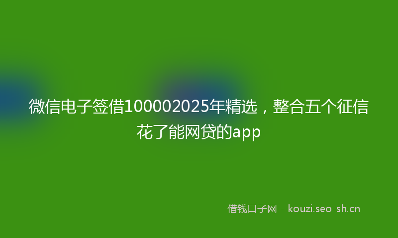 微信电子签借100002025年精选，整合五个征信花了能网贷的app