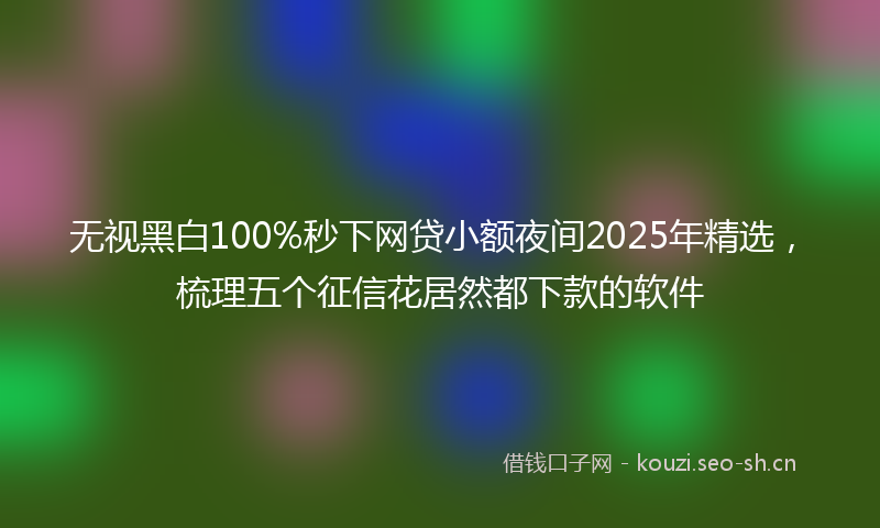 无视黑白100%秒下网贷小额夜间2025年精选，梳理五个征信花居然都下款的软件